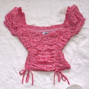 Tiger Mist Pink Dainty Floral Ruched Top XS